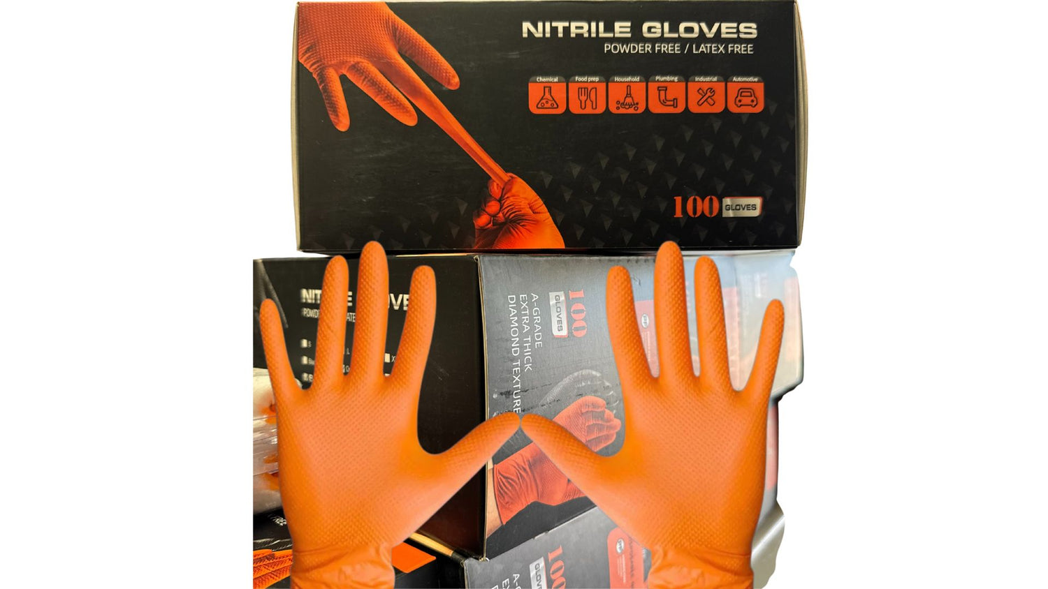 Textured 8 Mil Nitrile Gloves Bulk - Box of 100 Gloves